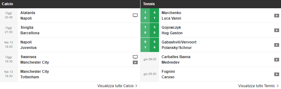 Codice Promozionale Betfair: Sport disponibili