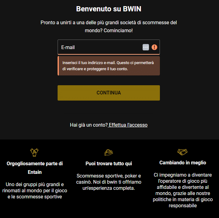 bwin login e tutti i passaggi per diventare un nuovo utente