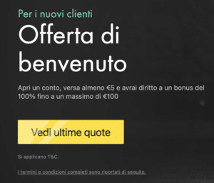 bonus di benvenuto bet365