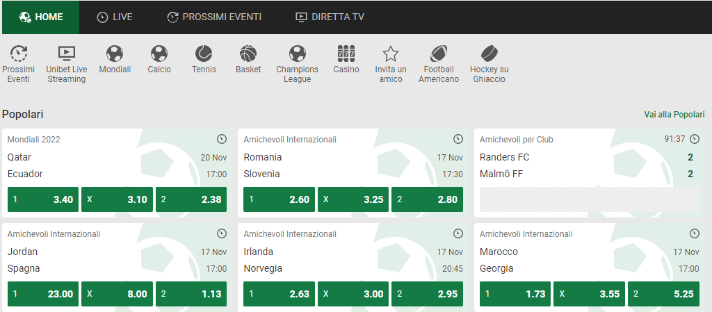 Scommesse in azione/scommesse live