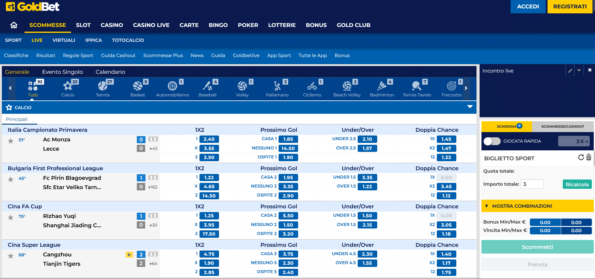 codice promo goldbet