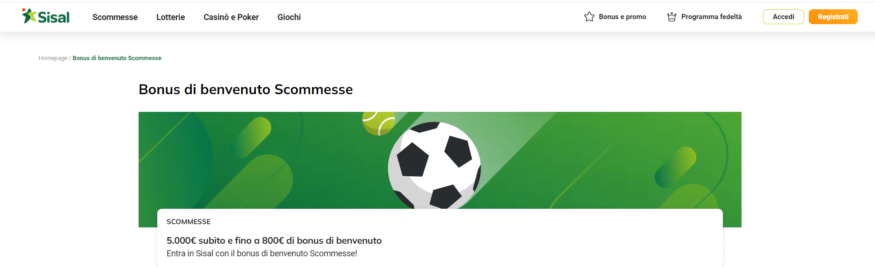 bonus benvenuto sisal