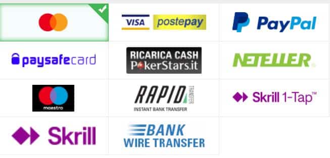 Pokerstars Italia - Metodi pagamento